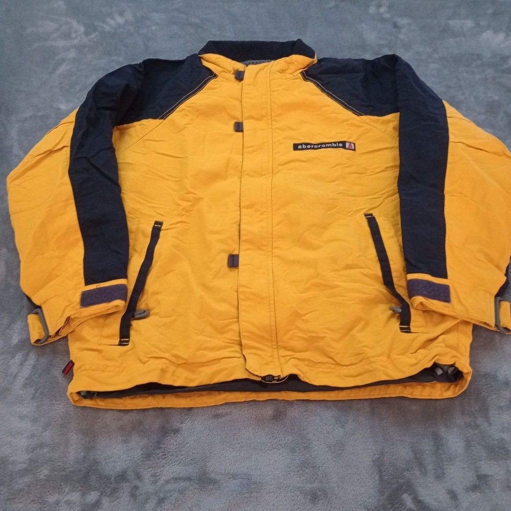 Vintage Abercrombie and Fitch Ski Jacket Mens Size Medium Yellow Blue Stained